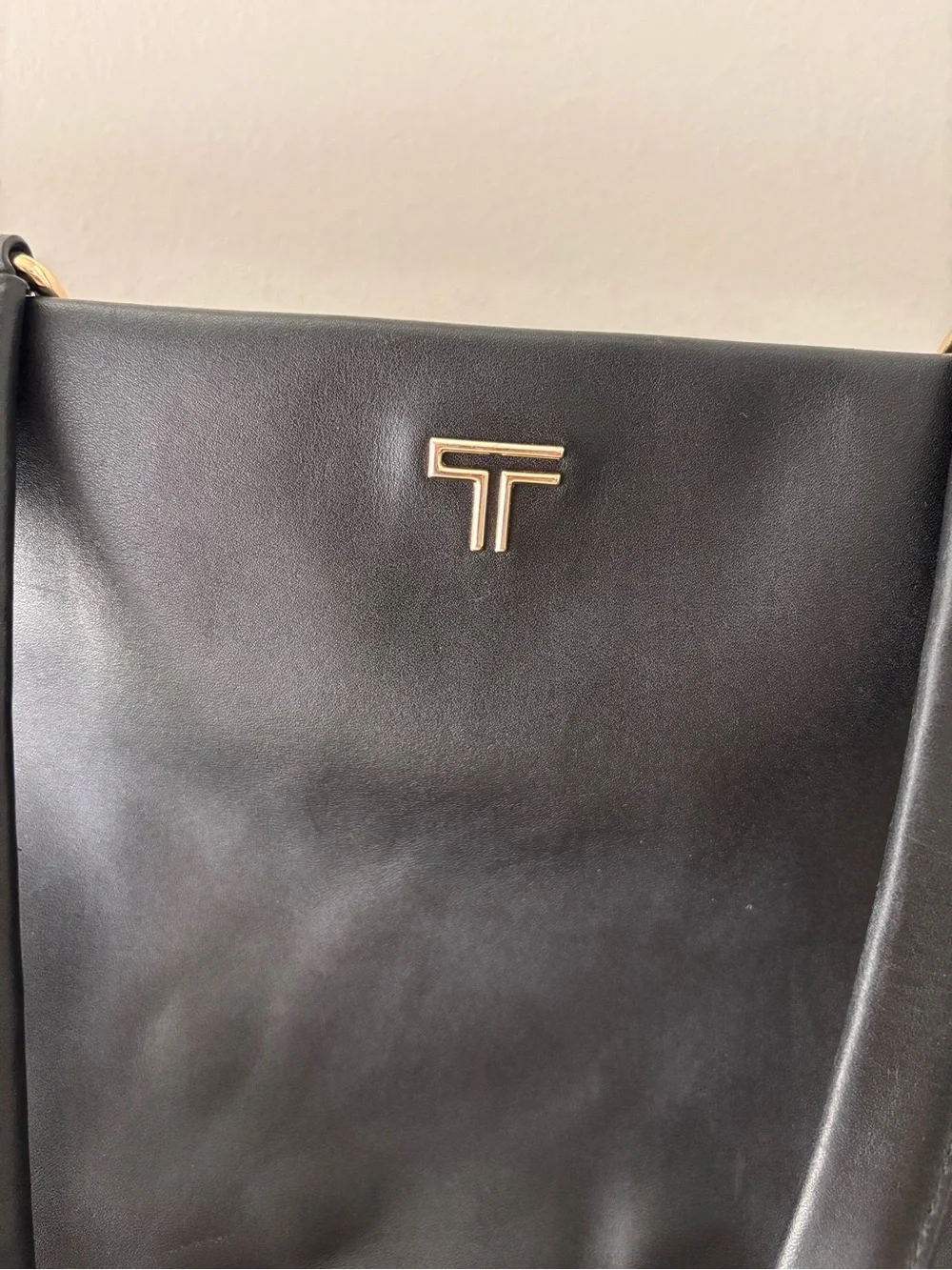 TUMI Voyageur Vail Black Leather Crossbody Bag with Gunmetal